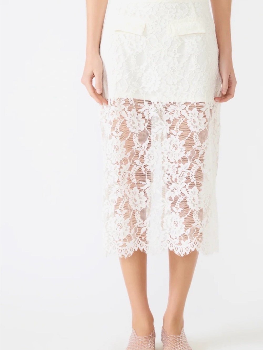 Lace Midi Skirt in Ivory Steve Madden NWT SIZE 4